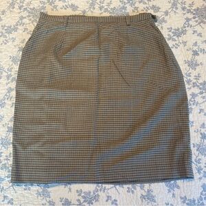 Vintage Ann Taylor Wool Blend Brown Houndstooth Skirt Size 12